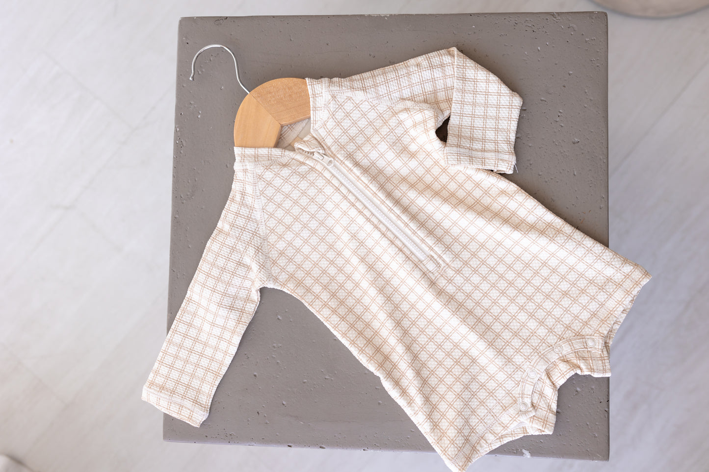 Long Sleeve One Piece Rashguard - Oat Check
