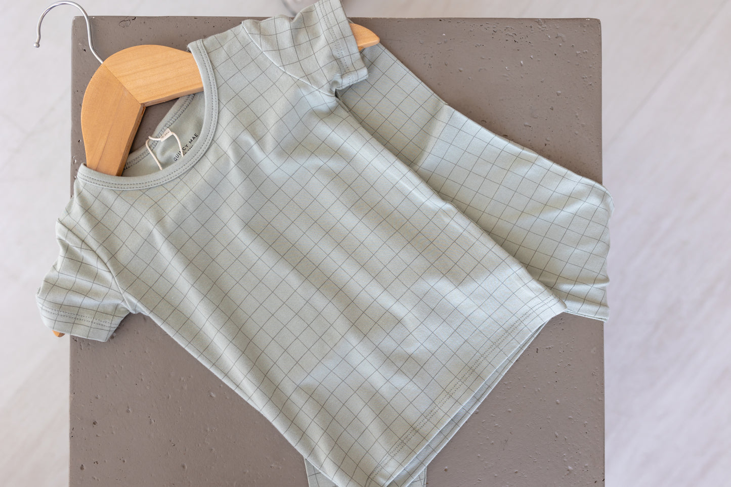 Bamboo Short Sleeve Pajama Set - Sage Grid