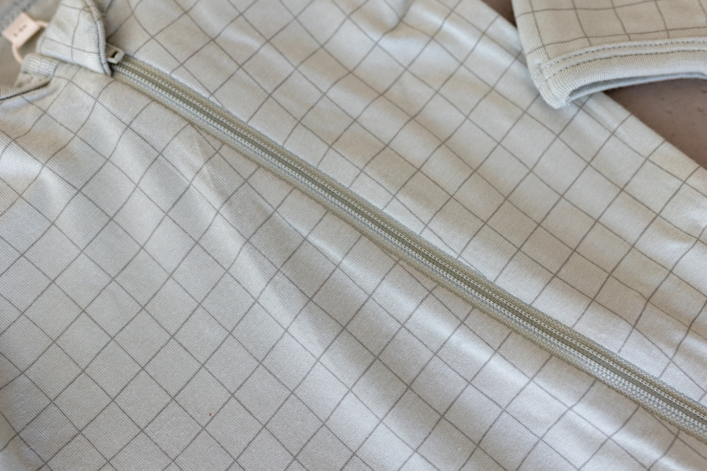 Bamboo Zip Footie - Sage Grid