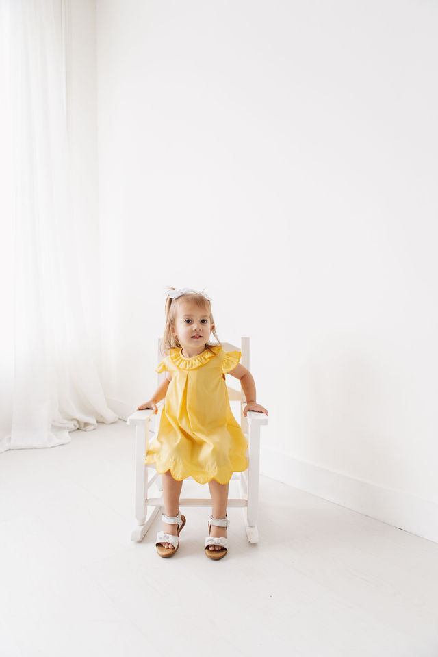 Yellow Scalloped Hem Dress