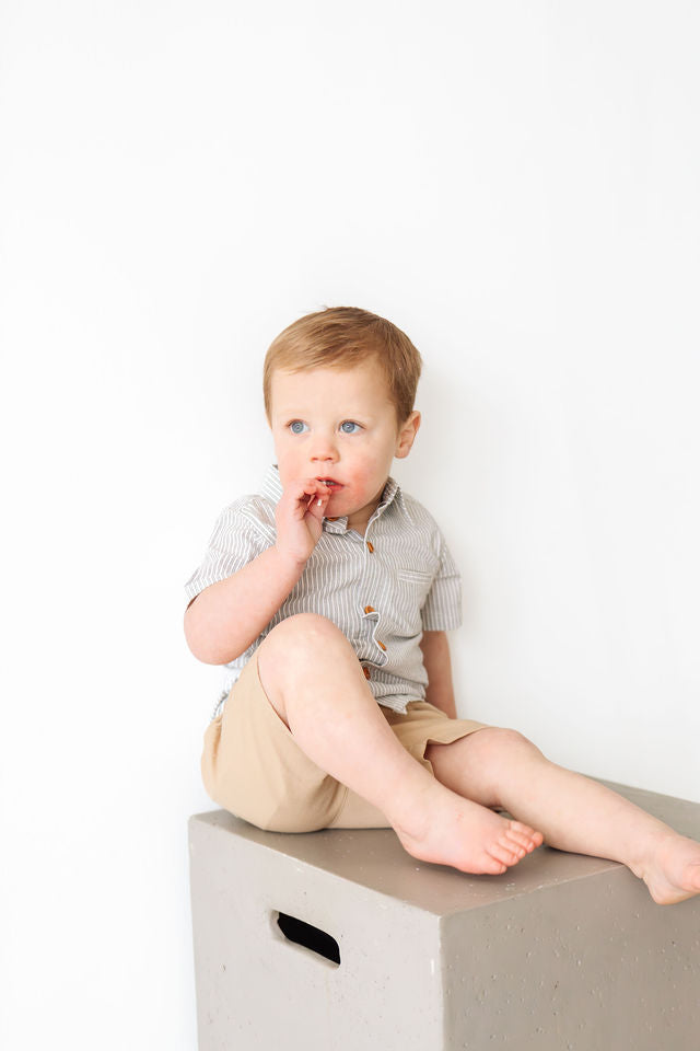 Newport Woven Shirt - Blue/white thin stripe