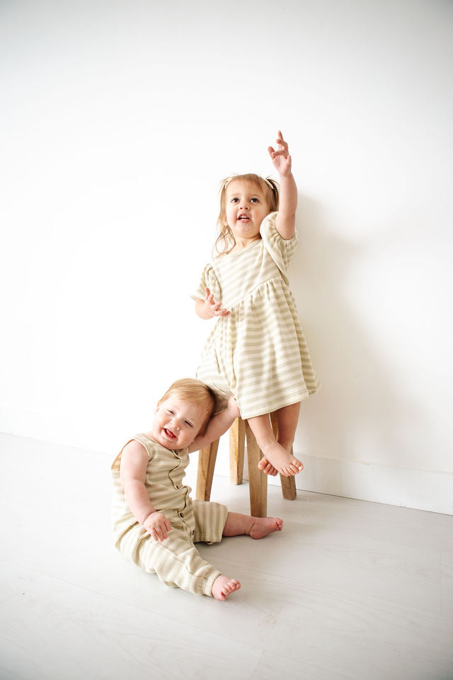 Mint Stripe - Waffle Jumpsuit (Boys)