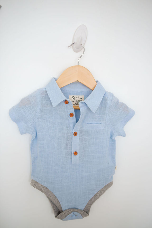 Helford Woven Onesie - Blue