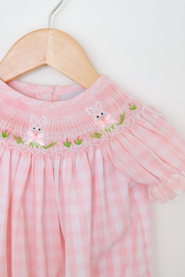 Pink Check Bunny Smock
