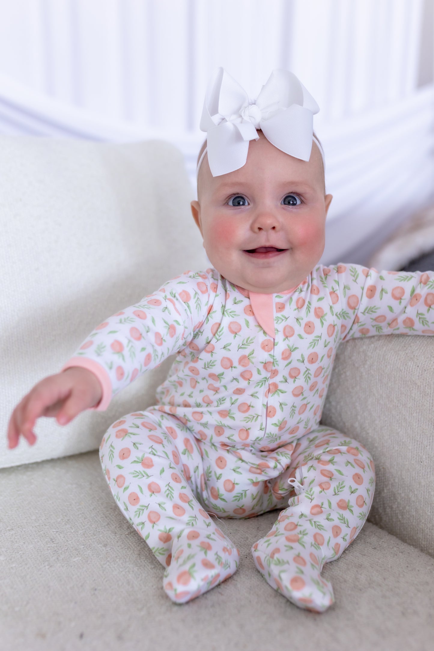 Summer Peaches - Printed Zipper Footie