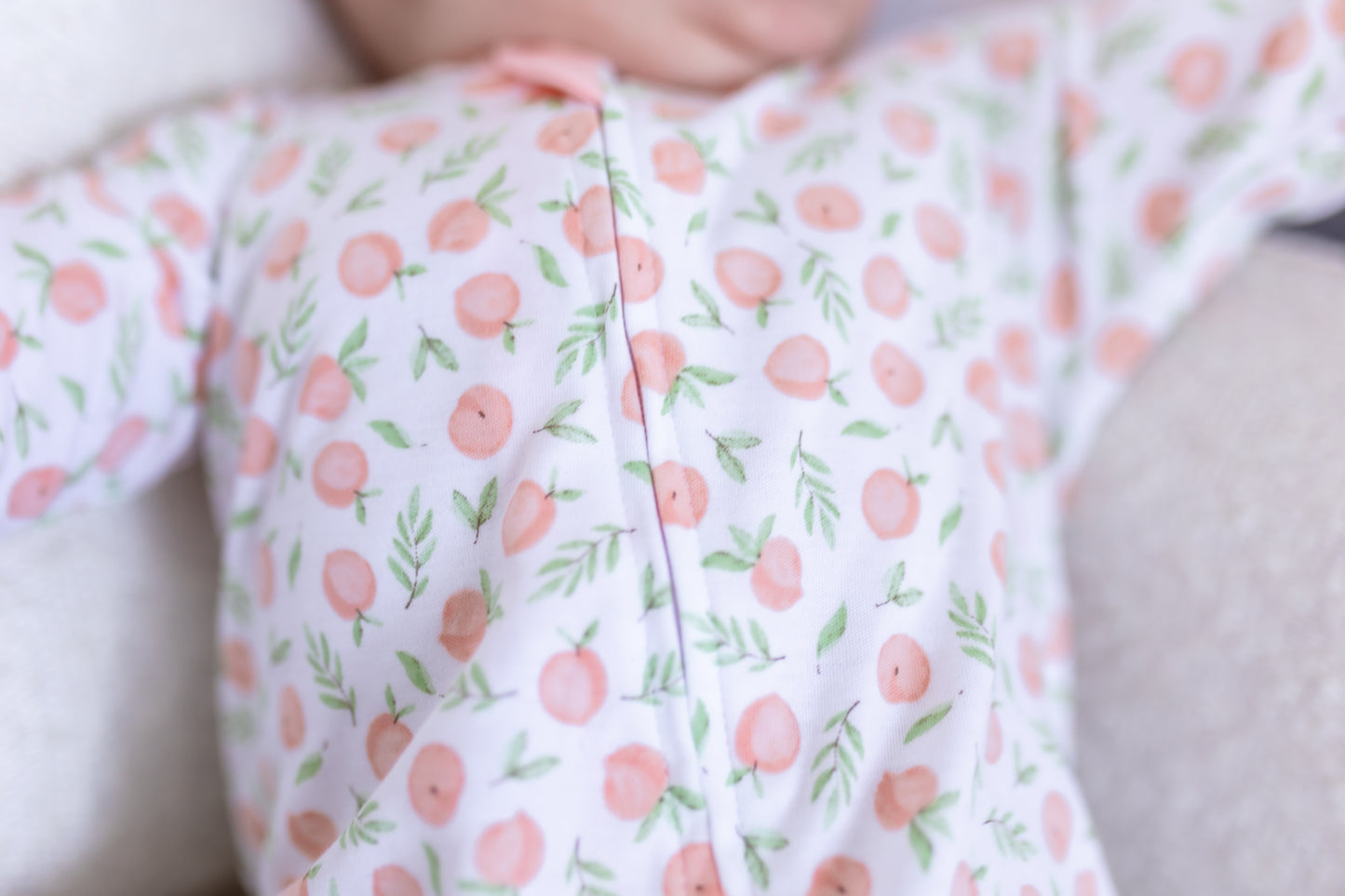 Summer Peaches - Printed Zipper Footie