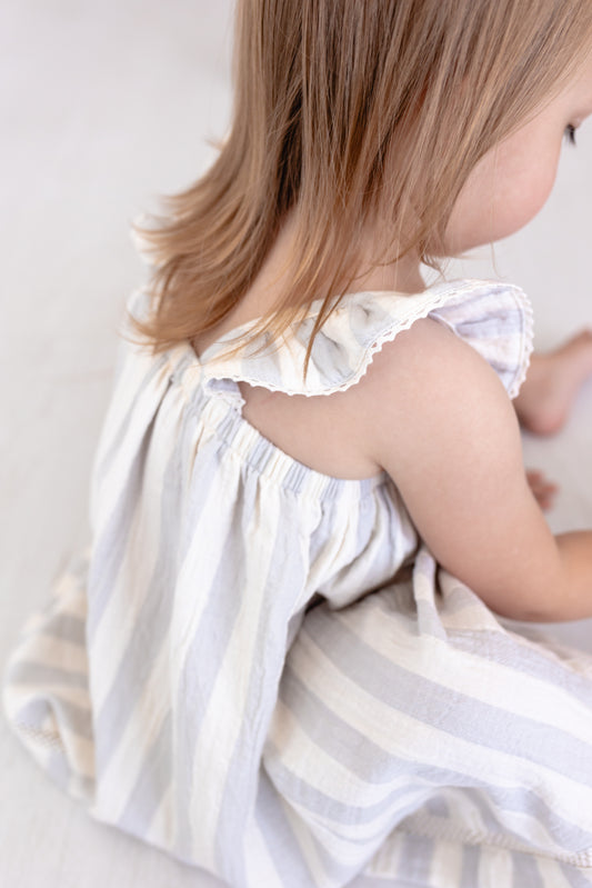 Sky Stripe Ruffled Tank Dress