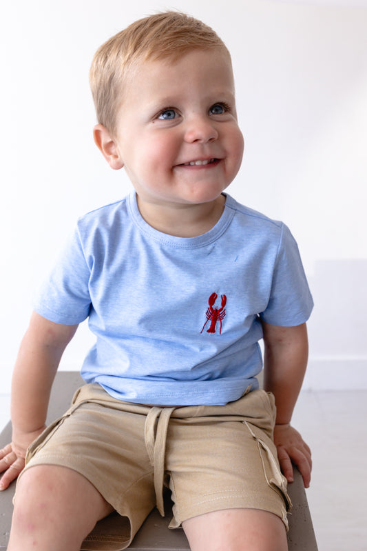 Marine Embroidered Tee - Blue Lobster
