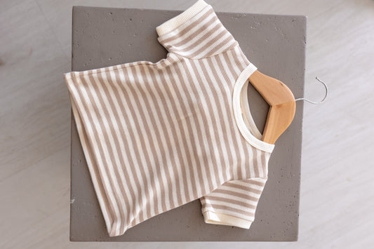 Waffle Shortie Set - Oat Stripe