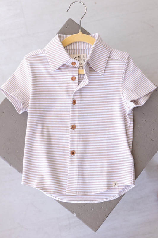 Tiller Jersey Shirt (Beige/white stripe)