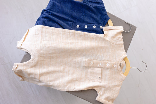 Camborne Henley Romper (Beige ribbed)