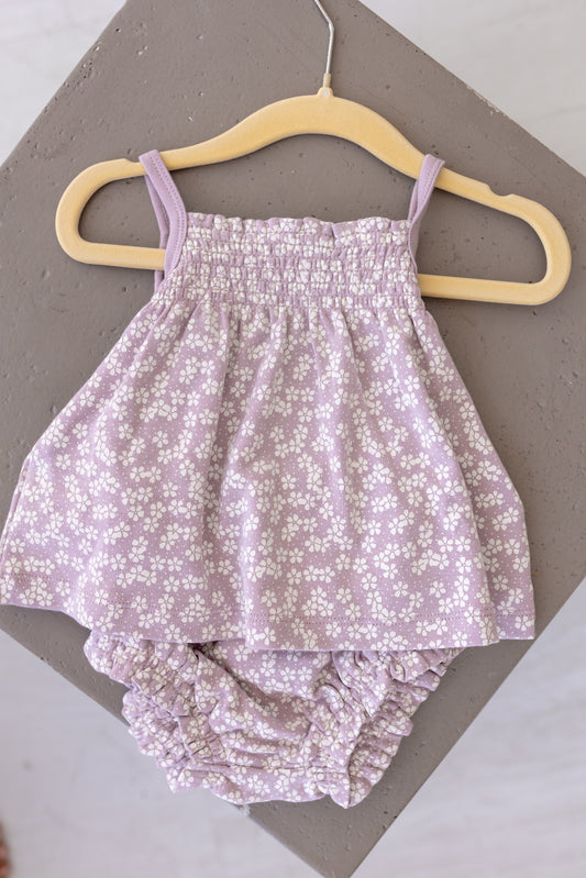 Smocked Tank + Bloomer Set - Lavender Ditsy