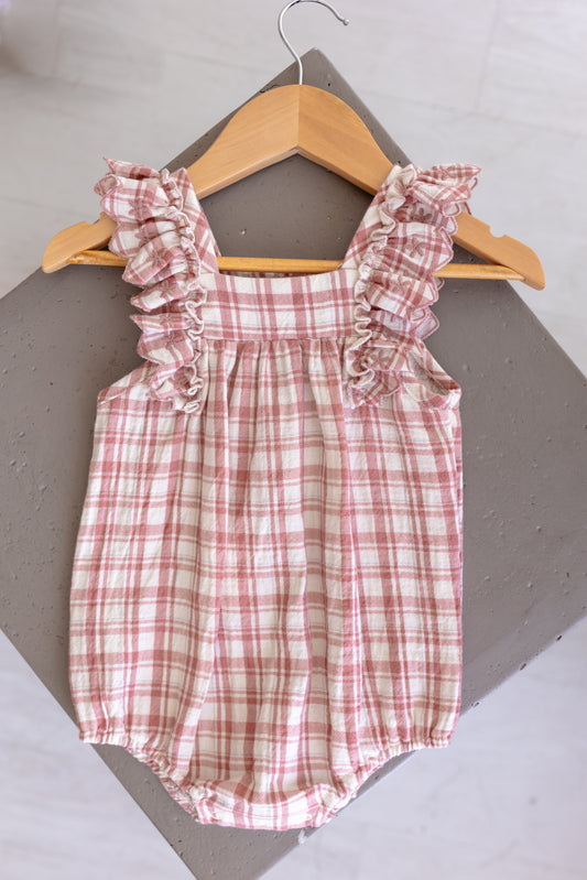 Maya Romper - Pink Plaid