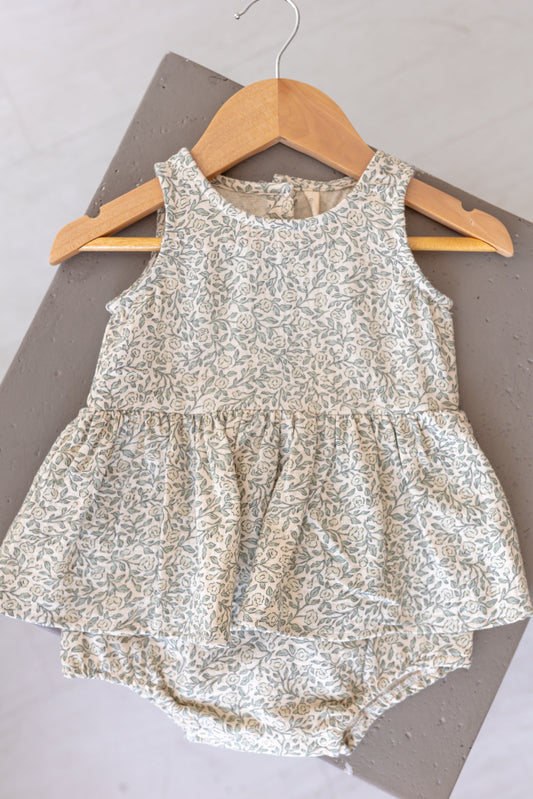 Skirted Tank Romper - Green Garden