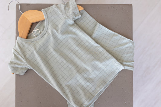 Bamboo Short Sleeve Pajama Set - Sage Grid